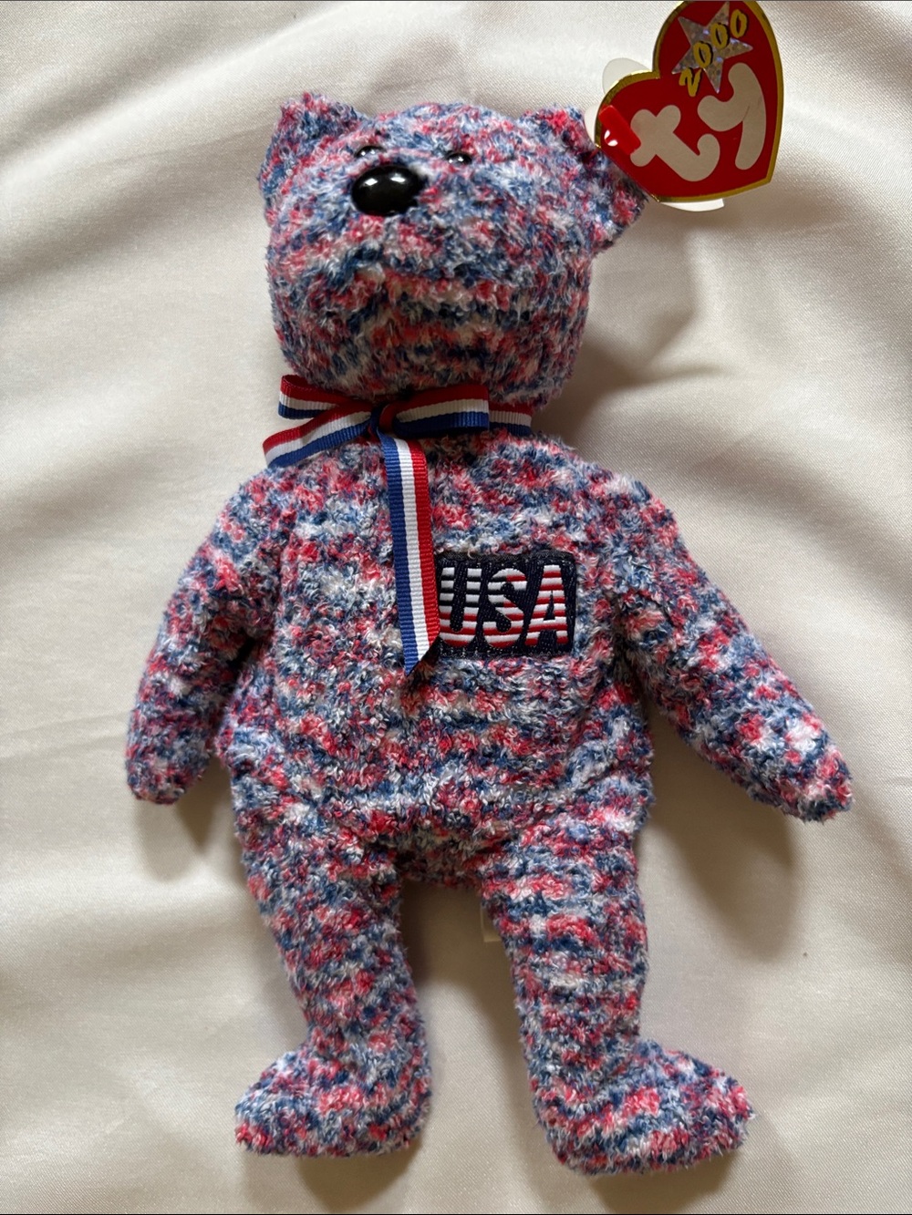 Vintage Ty Patriotic ( USA ) Beanie Baby in Red, White & Blue